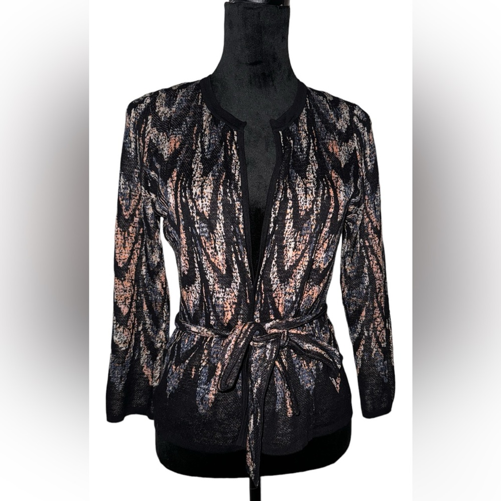 BCBGMaxazria Womens Cardigan Sweater Silk Blend Black Small